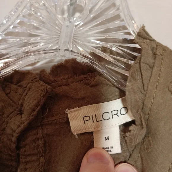 Anthropologie Pilcro Long Sleeve Mock Neck Swing Mini Dress in Green Brown M New - Picture 7 of 11